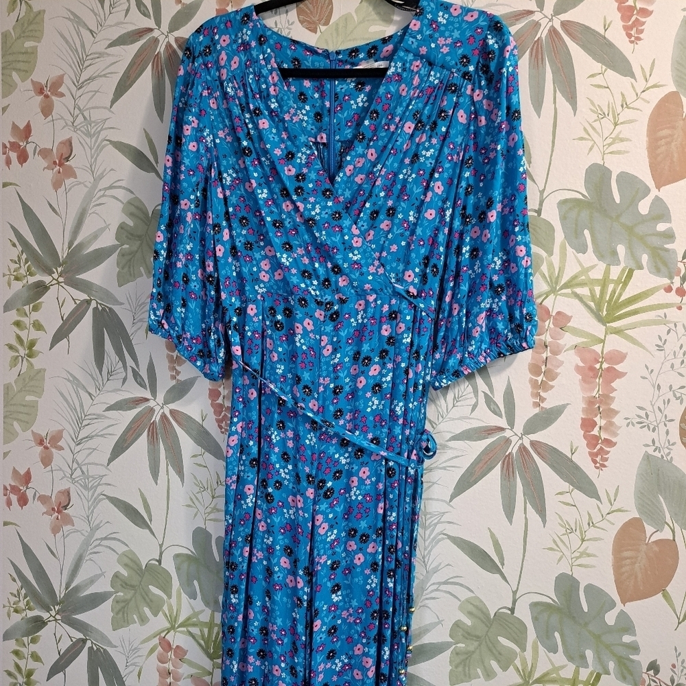 Calvin Klein Womens Short Sleeve Cross Front Neckline Floral Romper Size 12